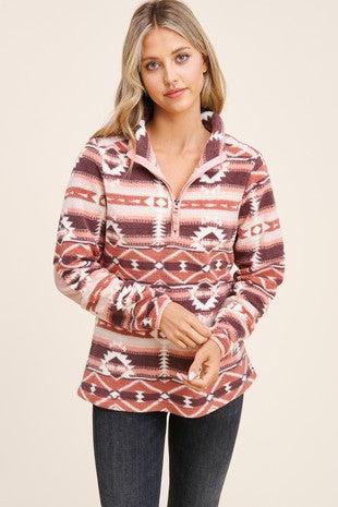 512 Boutique Half Zip Fleece Aztec Pull Over Medium