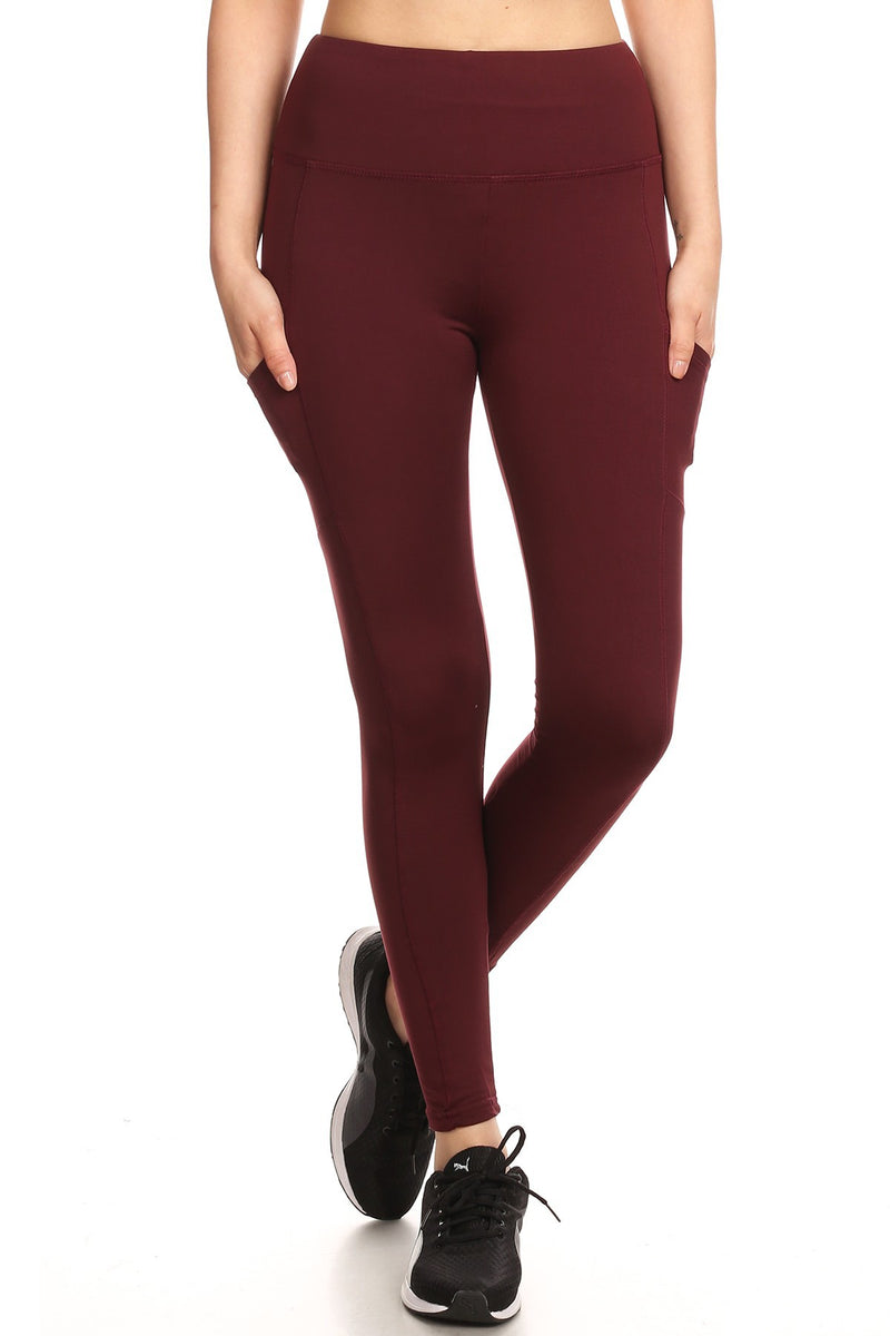 Burgundy fleece lined leggings sale