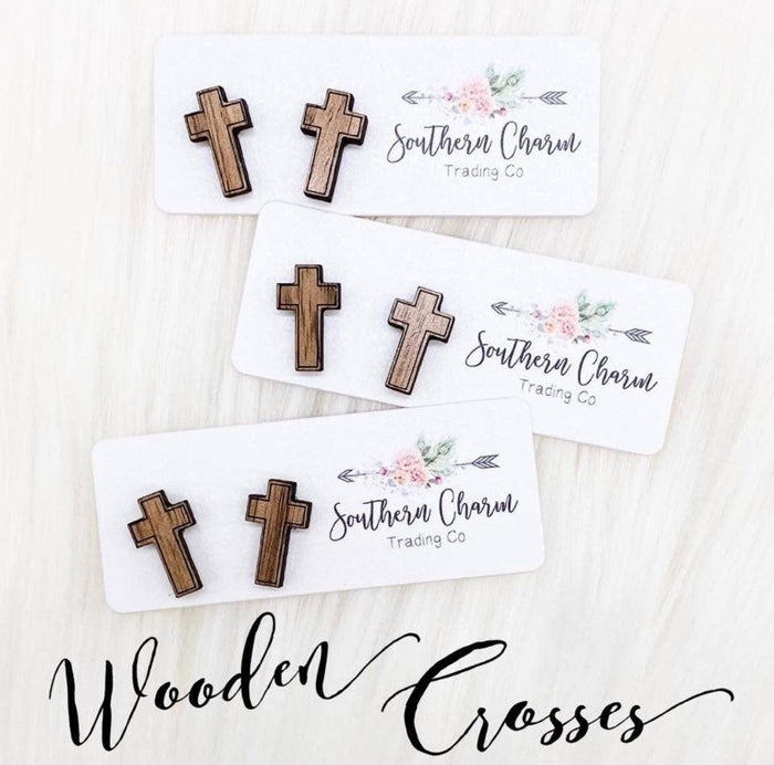 Wooden Crosses Studs