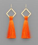 Rhombus & Tassel Earrings- Orange