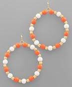 Gameday Collegiate Colored Circle Earrings- Orange/white