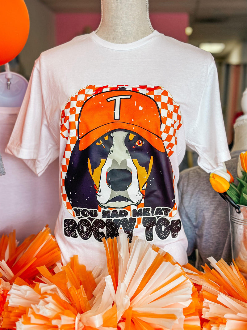 You Had Me At Rocky Top Tshirt- White