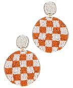 Gameday checkered pattern round earrings