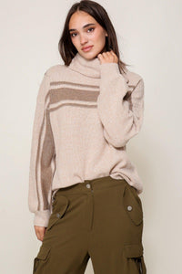 Turtle neck sweater with stripe