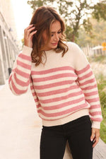 French Rose Border Stripe Sweater