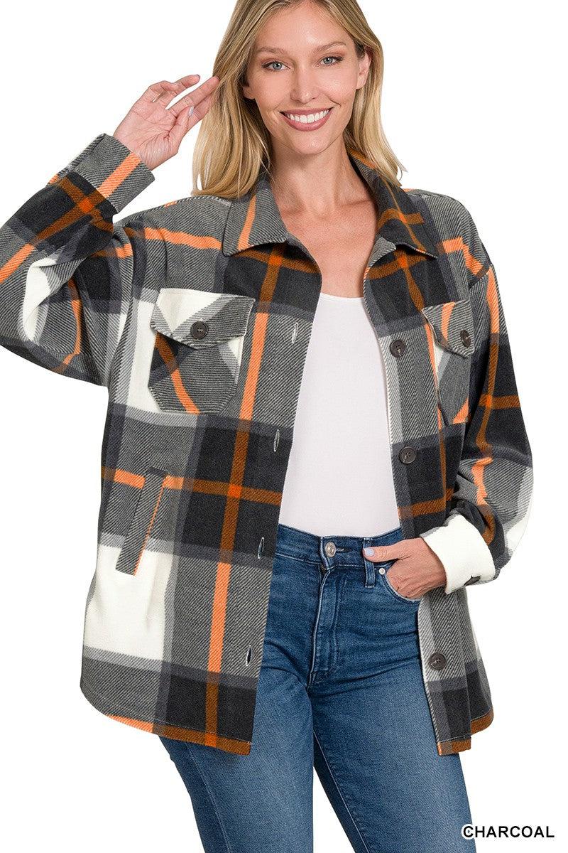 Oversized Plaid Fleece Shacket