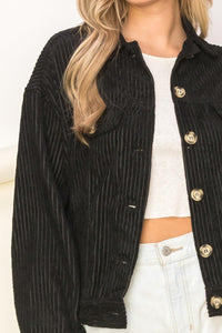 Corduroy Flap Pocket Jacket -Black