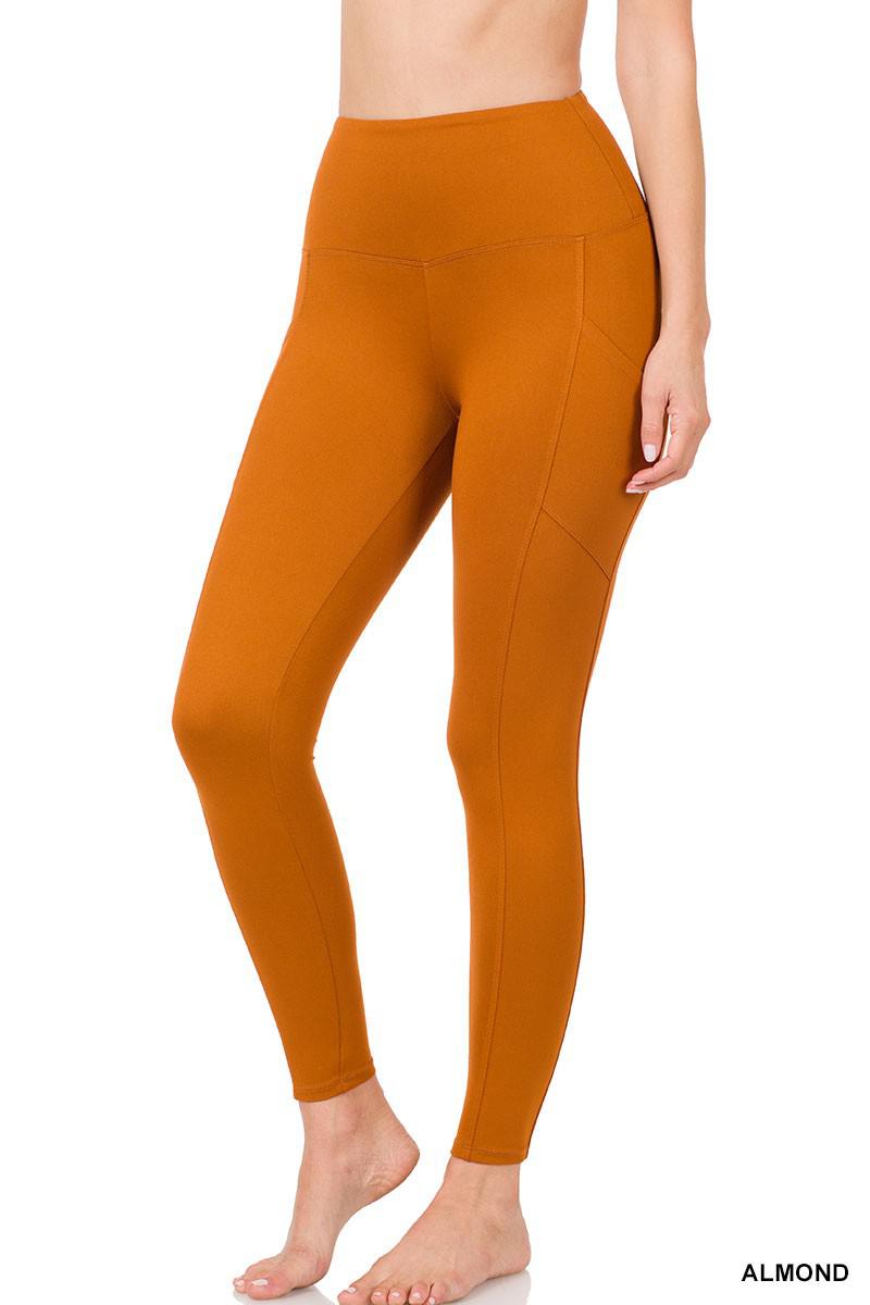 Brushed Microfiber Full Length Leggings- Almond