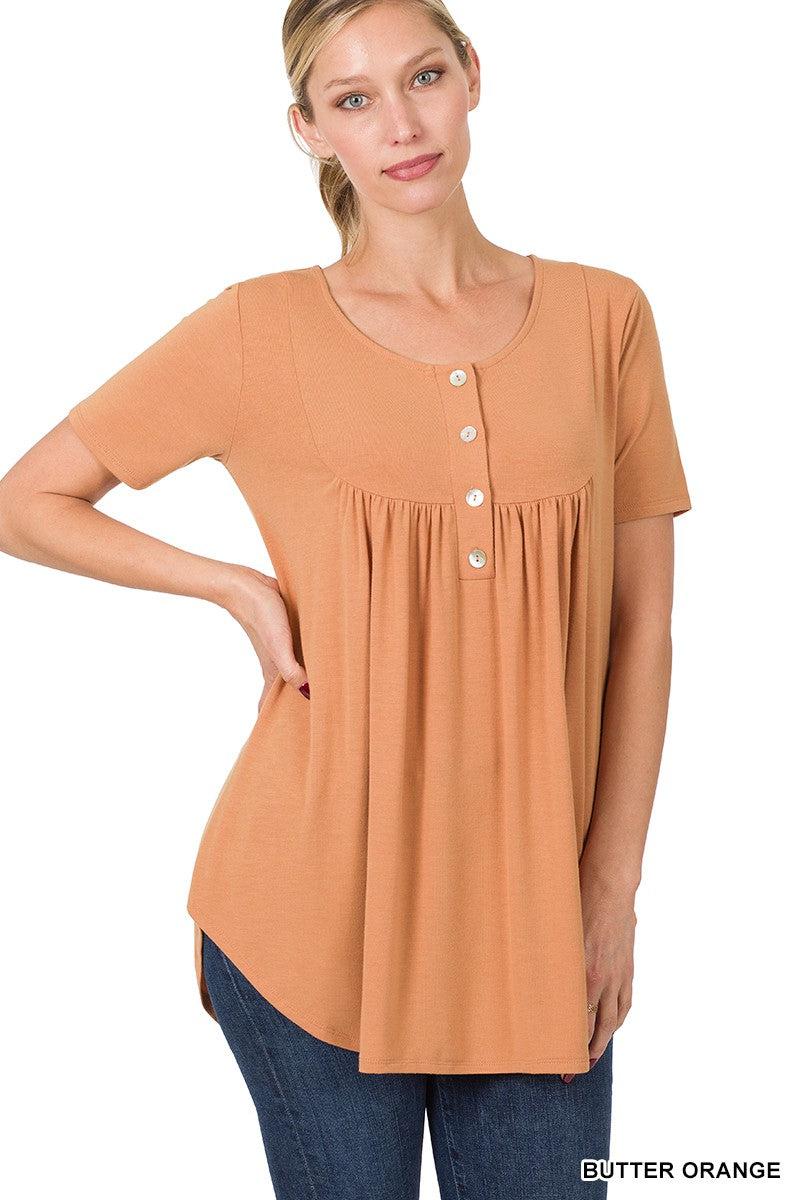 Dolphin Hem Short Sleeve Top - Multiple colors