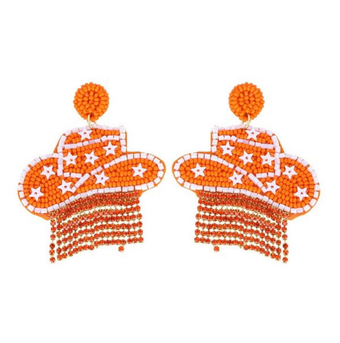 Gameday Cowboy Hat Beaded earrings