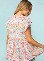 Floral Ruffle Short Sleeve Top