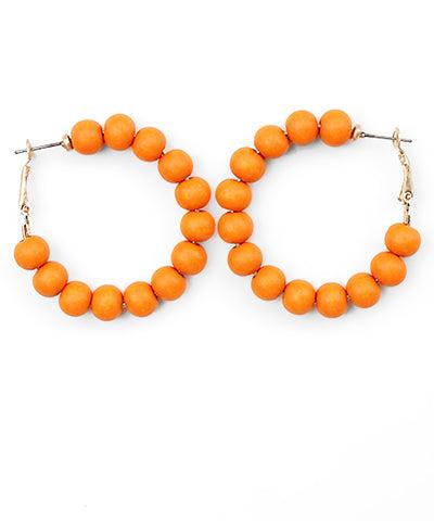 Gameday Orange Wooden Beaded Earrings