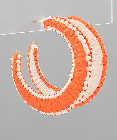 Gameday Raffia Orange/White Earrings