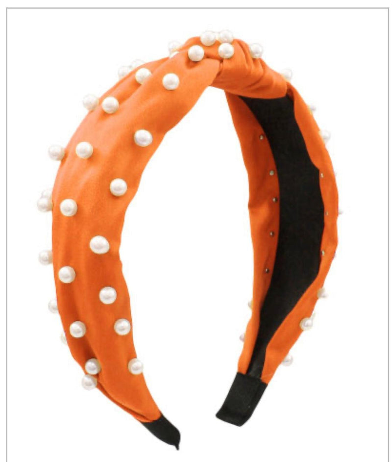Orange/ White Pearl Headband