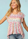 Floral Ruffle Short Sleeve Top