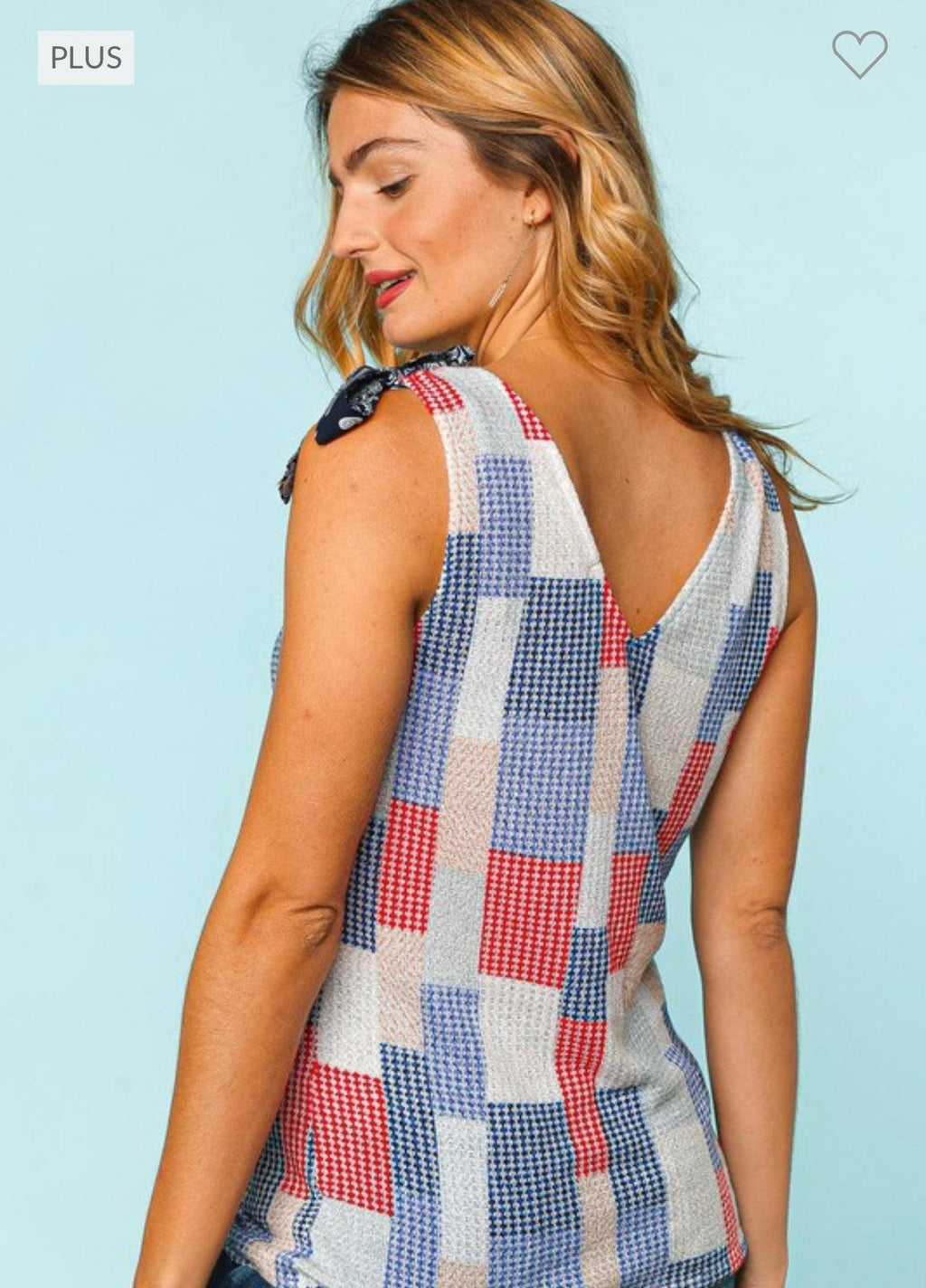 Patchwork Bow Tie Shoulder Tank