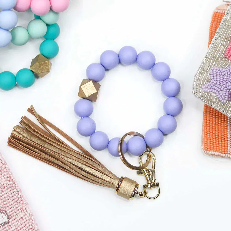 Lavender Silicone bead keychain