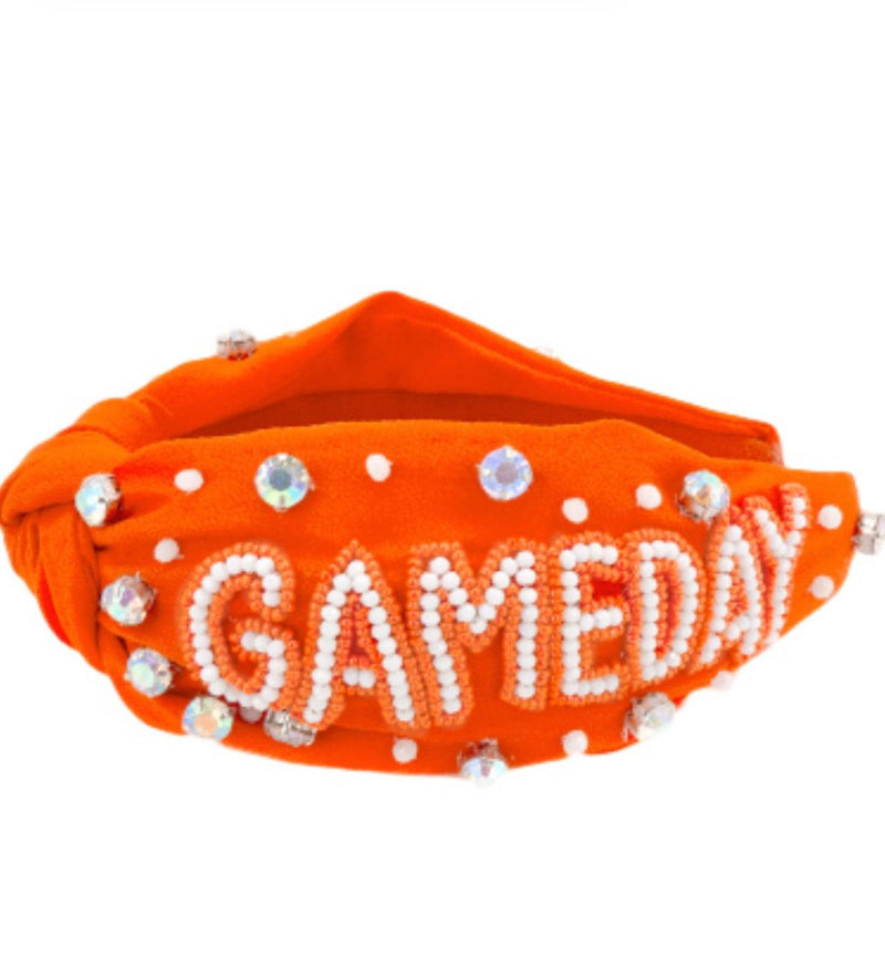 Gameday Orange/White Beaded headband