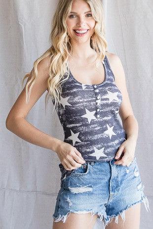 navy Star Button tank