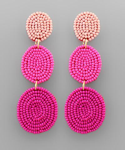 Hot Pink Beaded Earrings