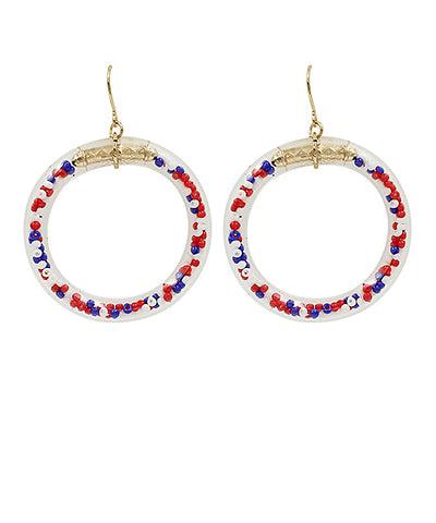 USA beaded Round Hoops