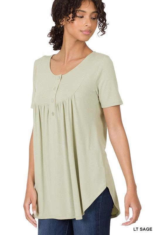 Dolphin Hem Short Sleeve Top - Multiple colors