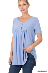 Dolphin Hem Short Sleeve Top - Multiple colors