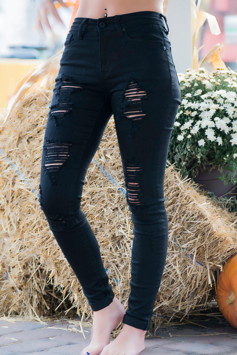 Emberly High Rise KanCan Black Distressed Jeans - 512 Boutique