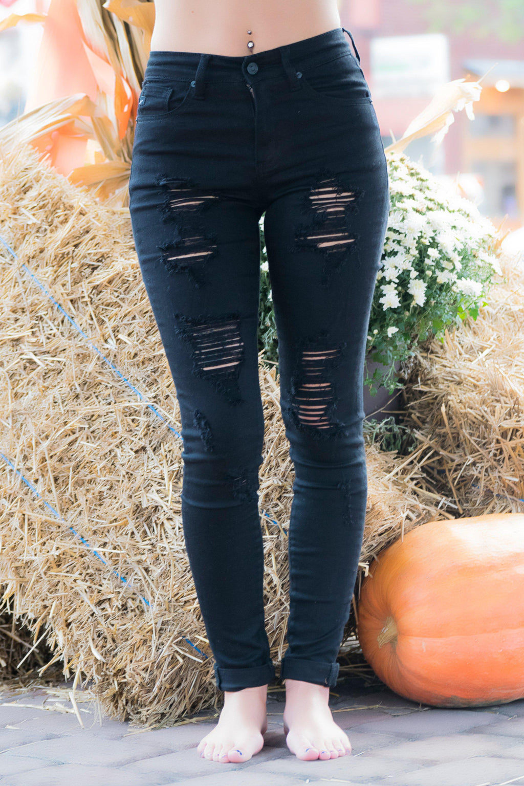 Emberly High Rise KanCan Black Distressed Jeans - 512 Boutique