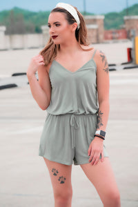 Take My Word Romper Sage - 512 Boutique