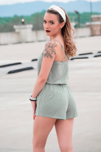 Take My Word Romper Sage - 512 Boutique
