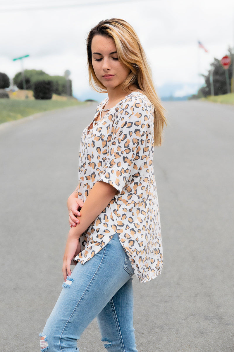 Strappy Animal Print Top - 512 Boutique