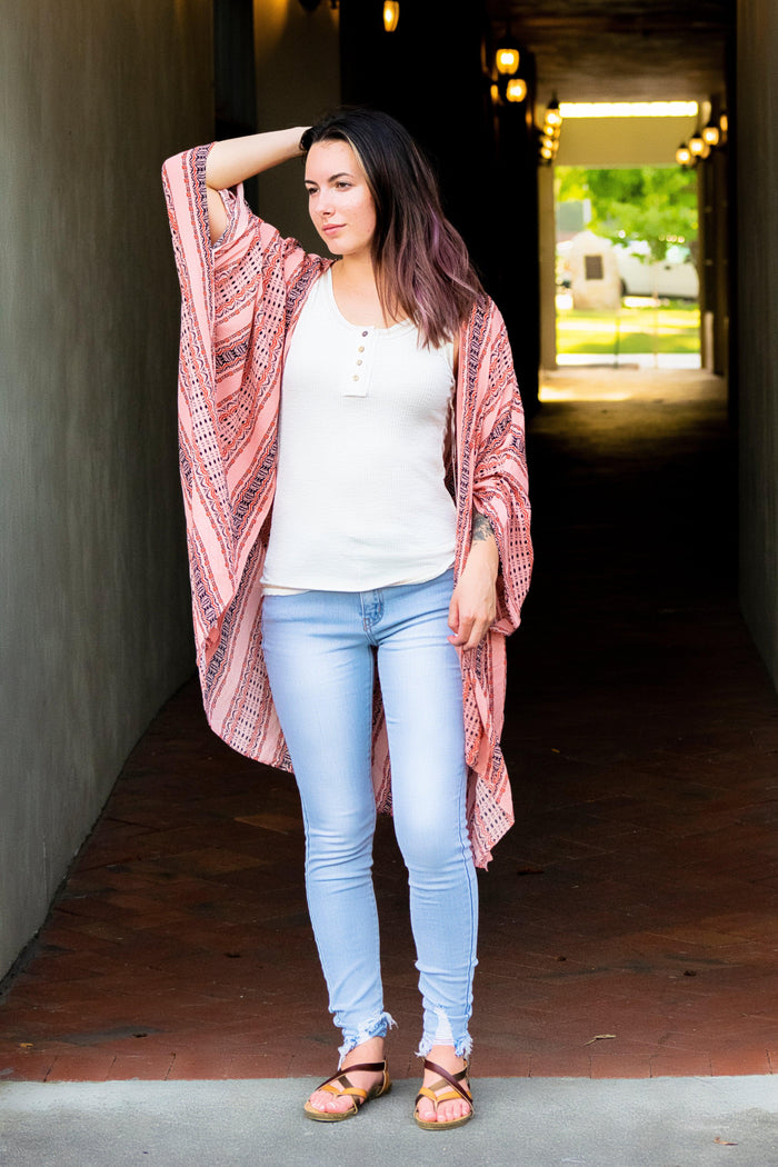 Gabriella Kimono- Coral - 512 Boutique