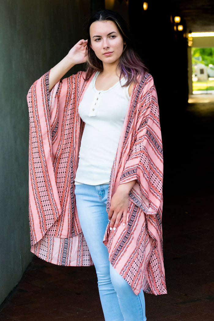 Gabriella Kimono- Coral - 512 Boutique