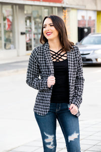 Houndstooth Tweed Jacket - 512 Boutique