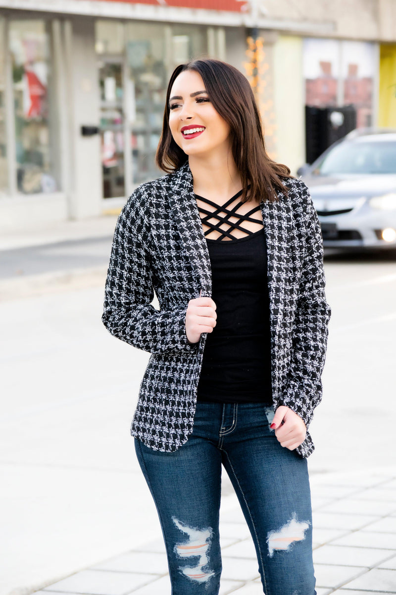 Houndstooth Tweed Jacket - 512 Boutique