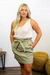 Polka Dot Mini Skirt- Olive - 512 Boutique