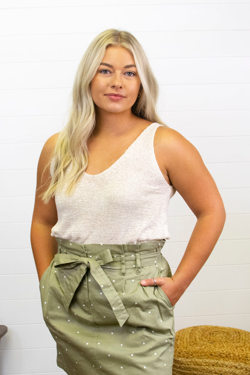 Solid Knit Pullover Tank -Cream - 512 Boutique
