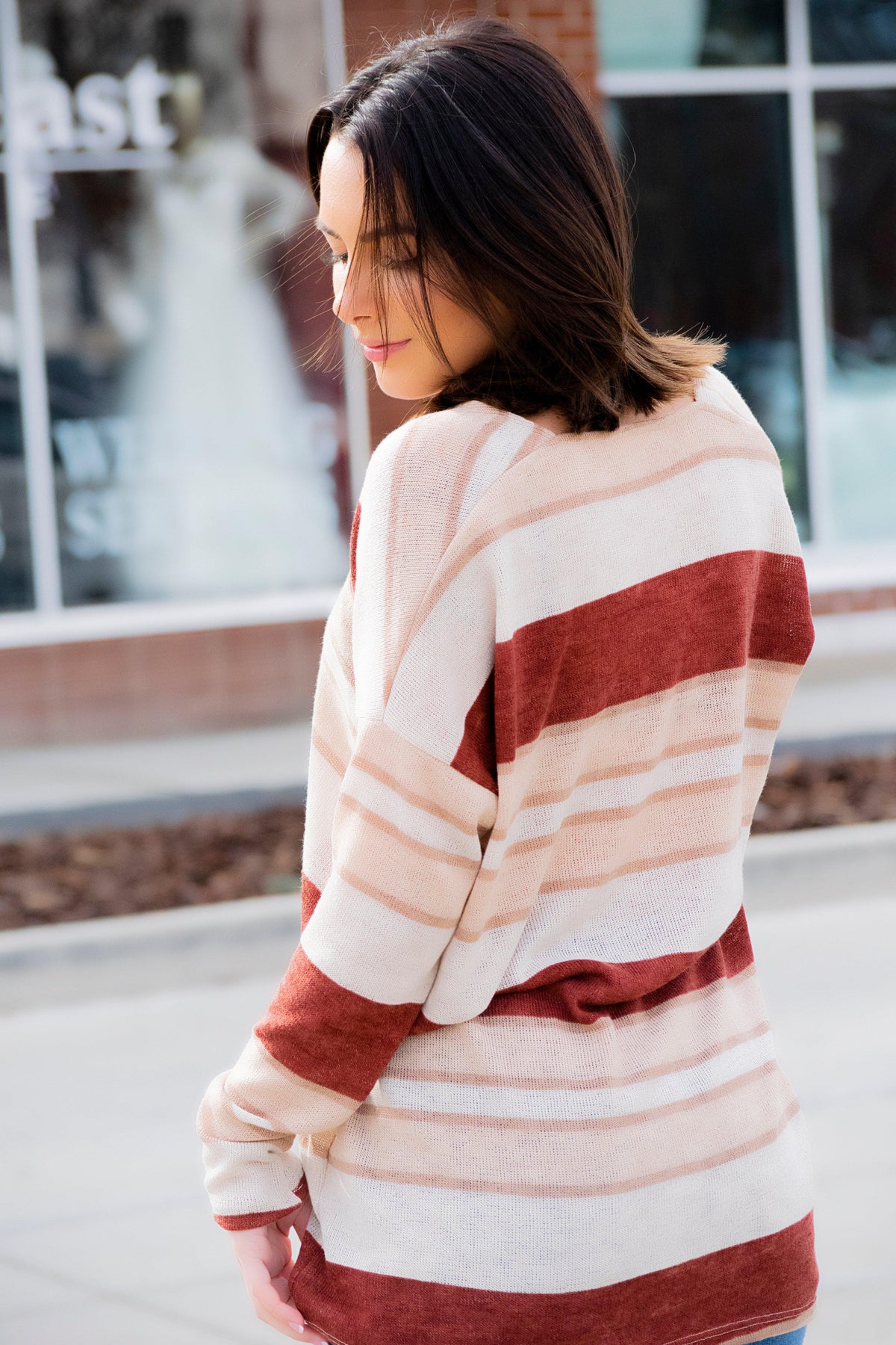 Rust Stripe Lightweight Sweater - 512 Boutique
