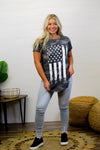 Gray American Flag Top - 512 Boutique