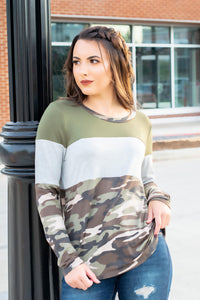 Camo Colorblock Top - 512 Boutique