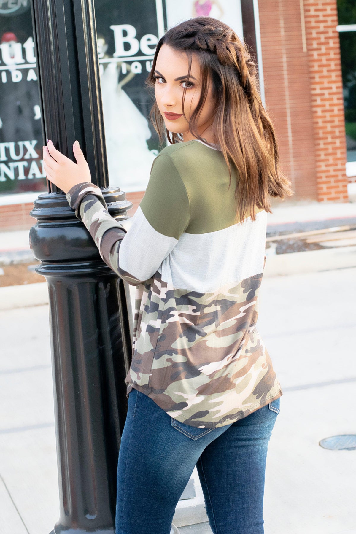 Camo Colorblock Top - 512 Boutique