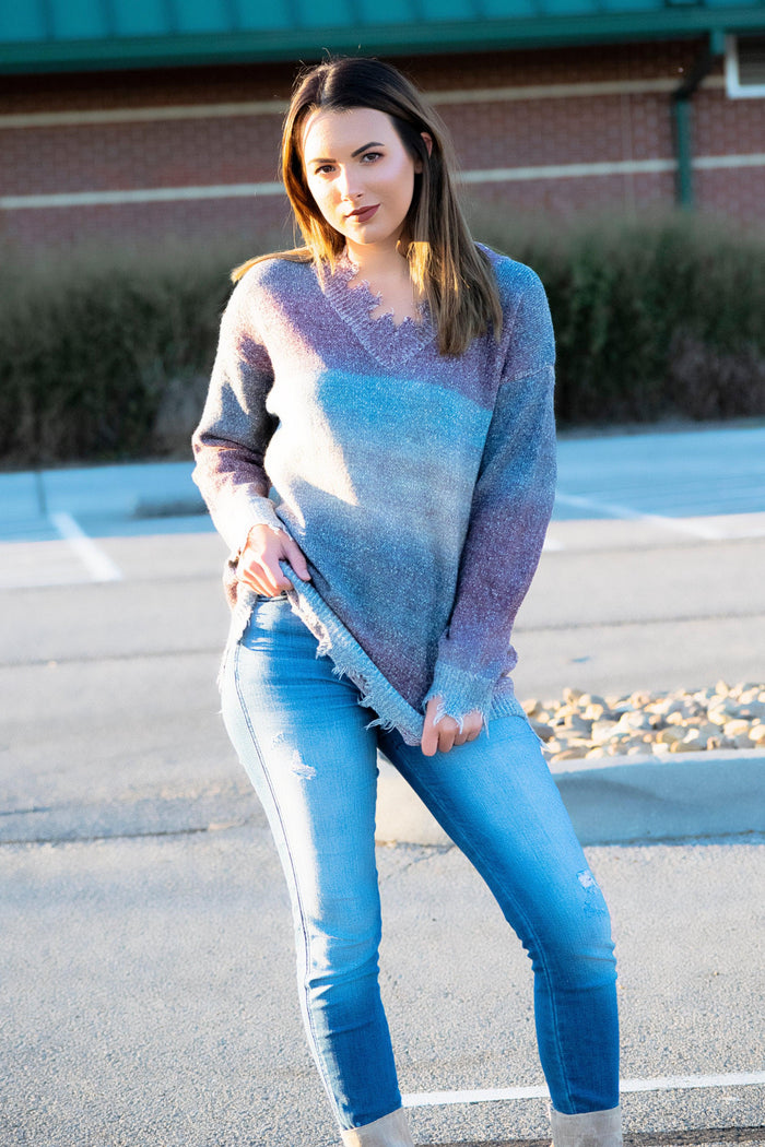 Gather Around Sweater- Purple - 512 Boutique