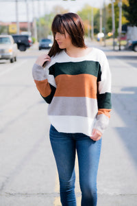 Mountain Escape Sweater - Green/Camel - 512 Boutique