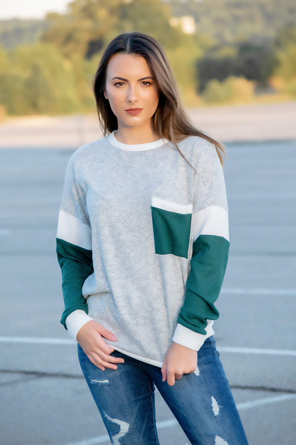 Emerald Colorblock Top - 512 Boutique