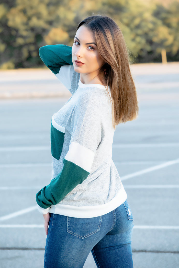 Emerald Colorblock Top - 512 Boutique