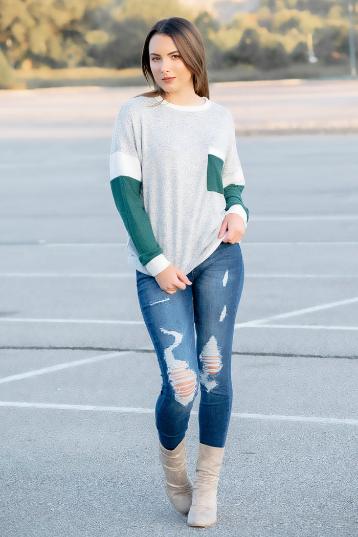 Emerald Colorblock Top - 512 Boutique