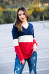 Navy/Red Colorblock Top - 512 Boutique