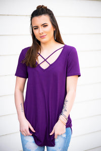 Cross My Heart Top- Purple - 512 Boutique