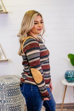 Striped Top with Suede Elbow Patch
